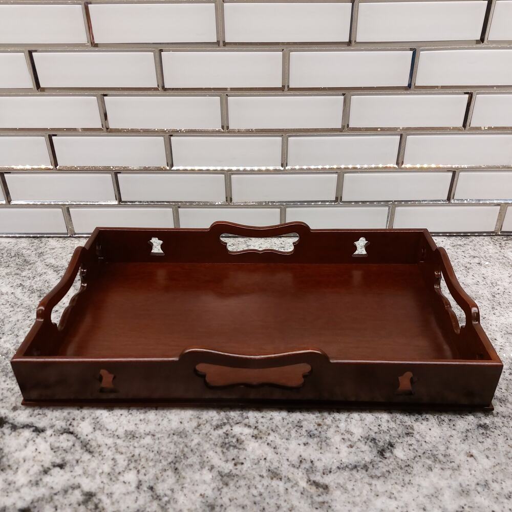 VTG Virginia Metalcrafters Williamsburg Mahogany Gallery Serving Tray C4W Mark